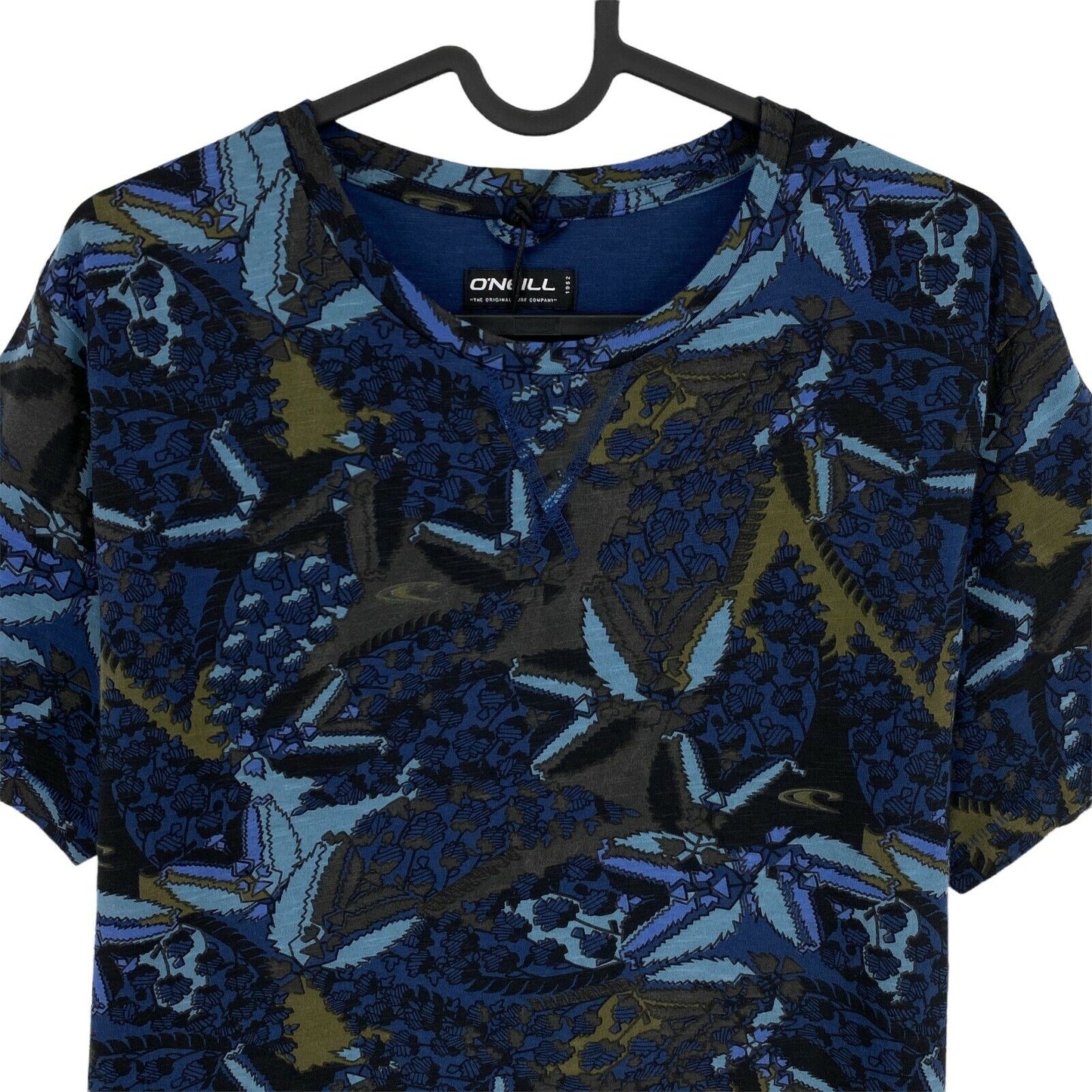 O`NEILL LM Navy Blue Flower Slub Jersey Crew Neck T Shirt Size M