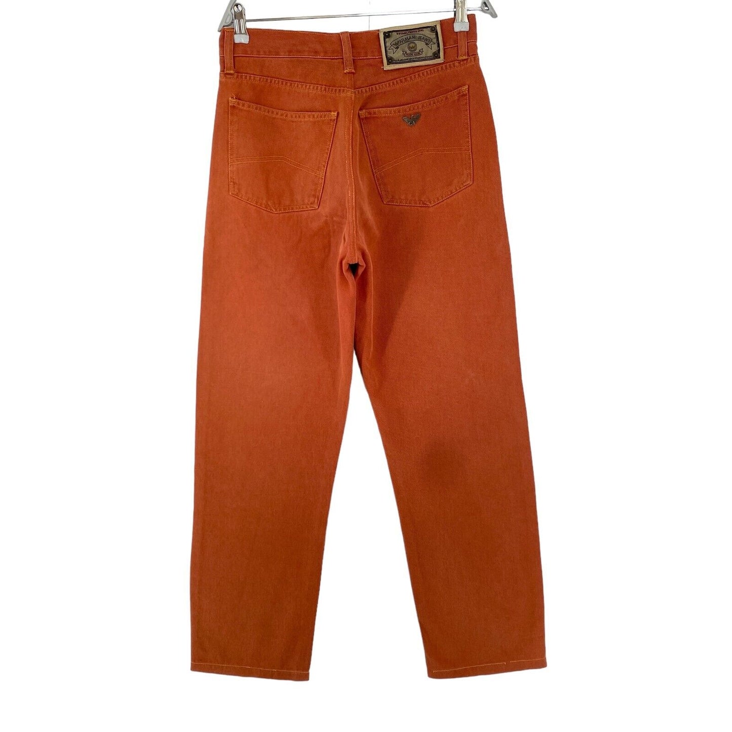 ARMANI JEANS Damen Jeans in Orange mit entspannter Straight-Fit-Passform, W34 L30, hergestellt in Italien