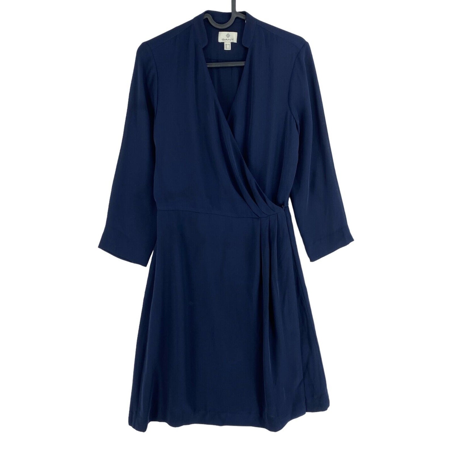 GANT Bleu Marine Manches Longues Évasée Wrap Up Robe Taille EU 34 UK 8 US 4