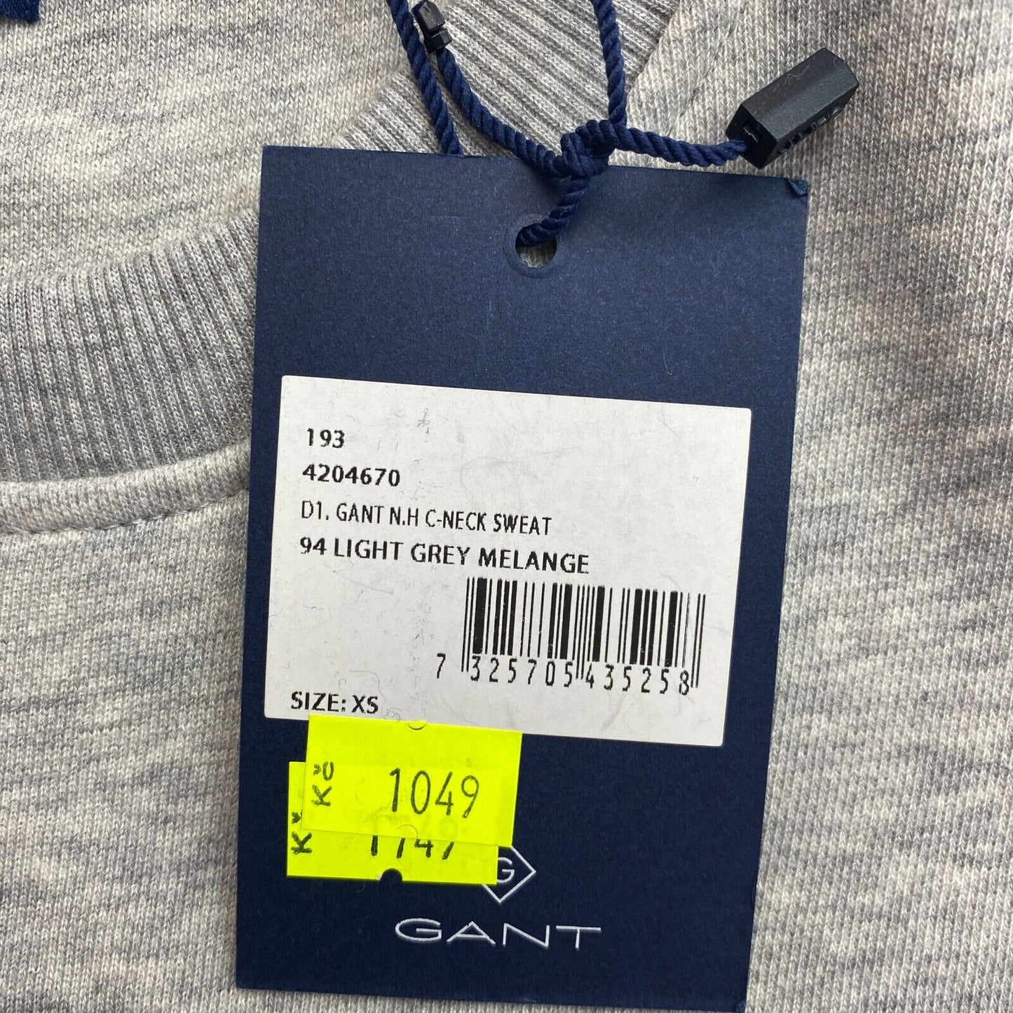 GANT Grey New Haven Crew Neck Sweater Pullover Size XS