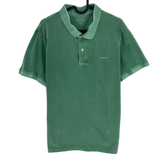 GANT Men Dark Green Sun Faded Pique Rugger Short Sleeve Polo Shirt Size L