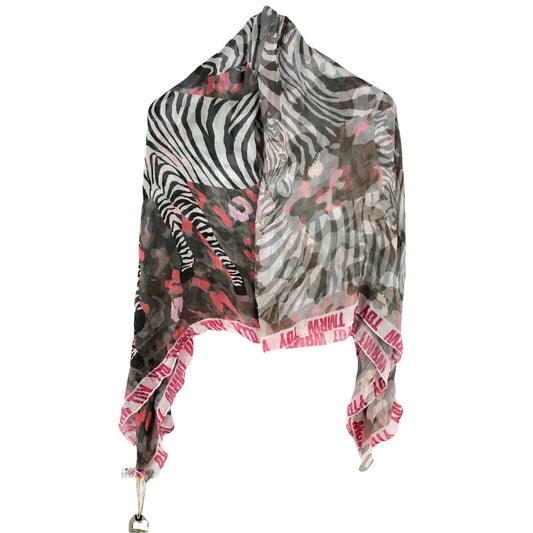 CAMEL ACTIVE Black Animal Print 100% Modal Scarf Shawl