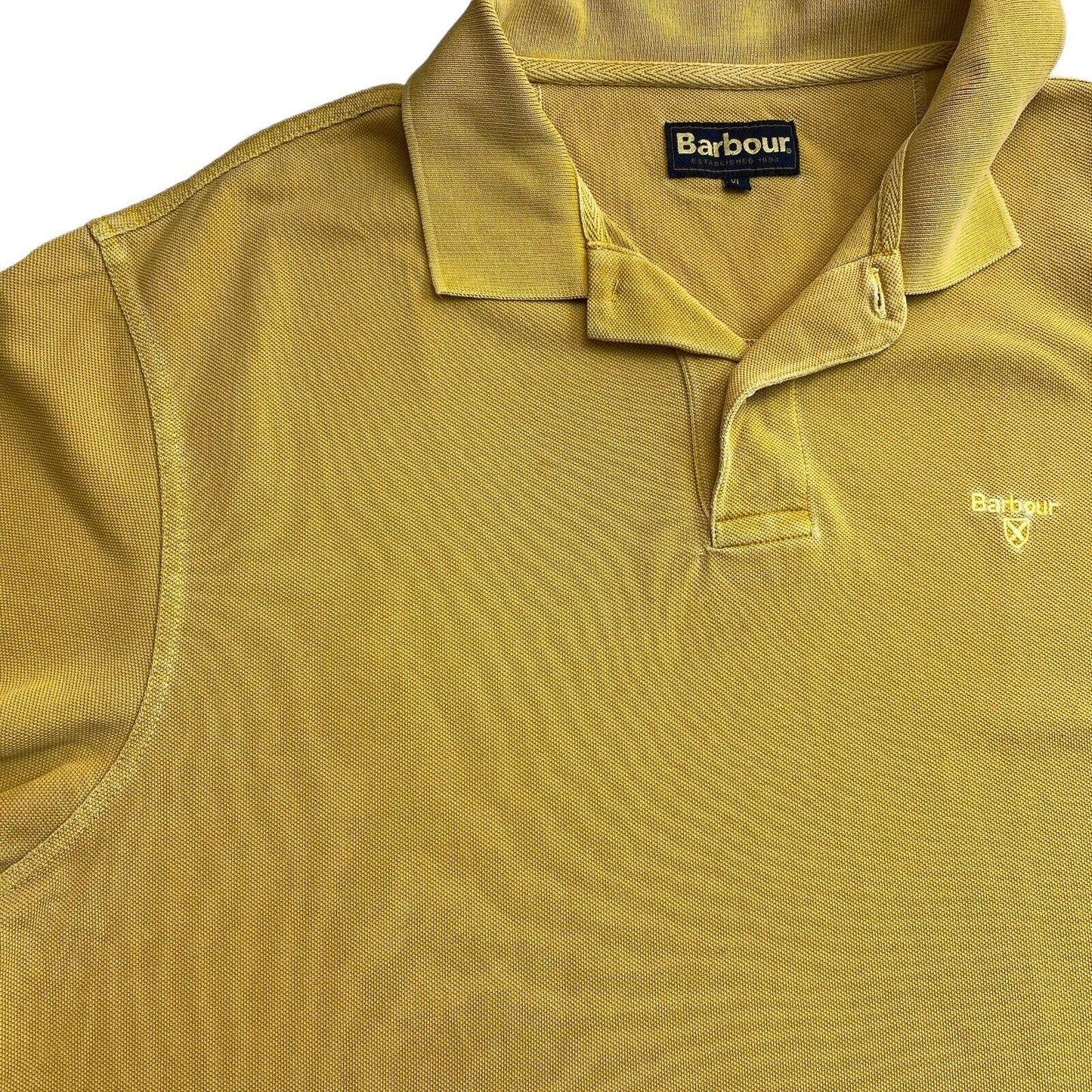 Barbour Yellow Pique Polo Shirt Size XL