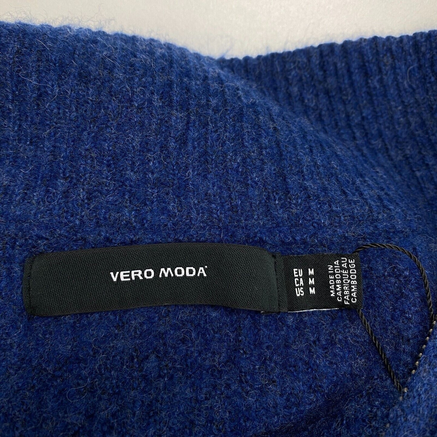 VERO MODA Women Dark Blue Zip Neck Pullover Sweater Jumper Size M