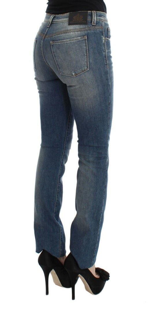 Ermanno Scervino Pantalon en jean bleu coupe slim de créateur RRP 560 $ W26 IT 40 UK 8