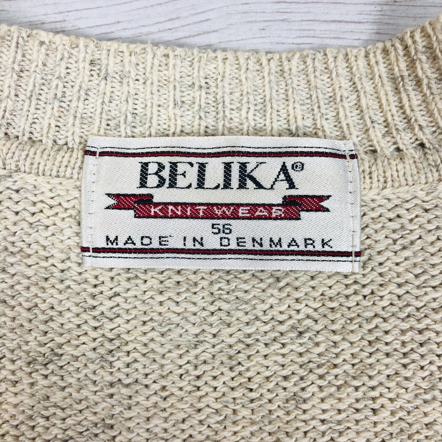 BELIKA Danish Cosby Vintage Retro 90s Beige Sweater Jumper EUR 56 US UK 46 2XL