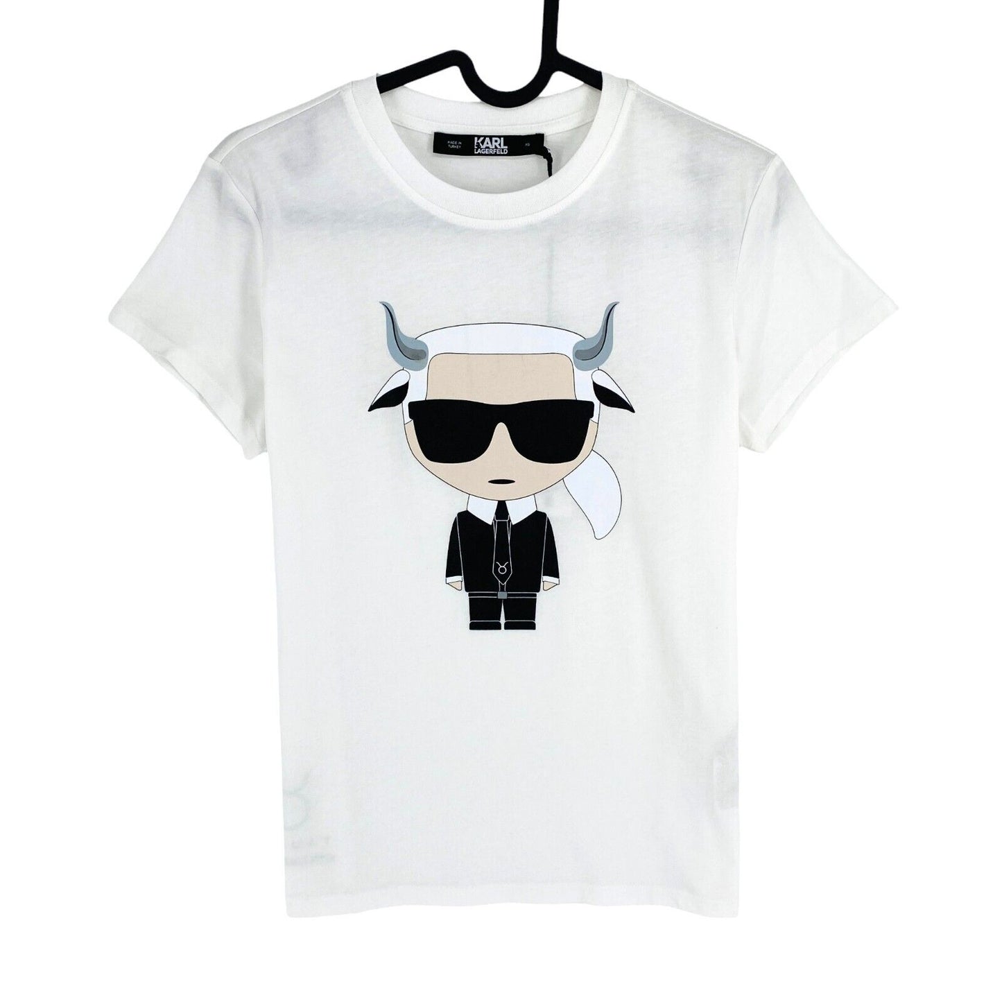 Karl Lagerfeld Women White K/Zodiac Taurus Crew Neck SS T Shirt Size XS