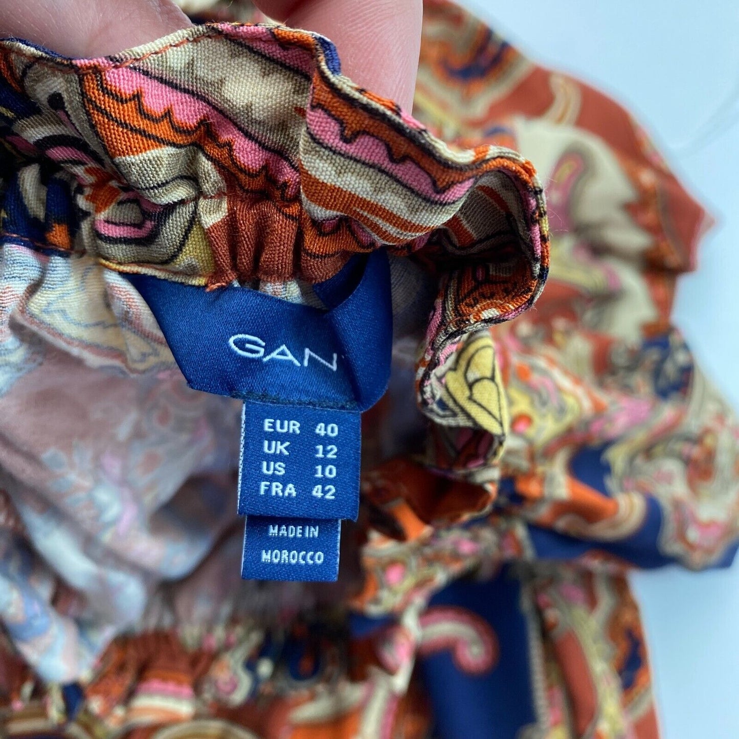 GANT Orange Paisley Print Boat Neck Flared Dress Size EU 40 UK 12 US 10