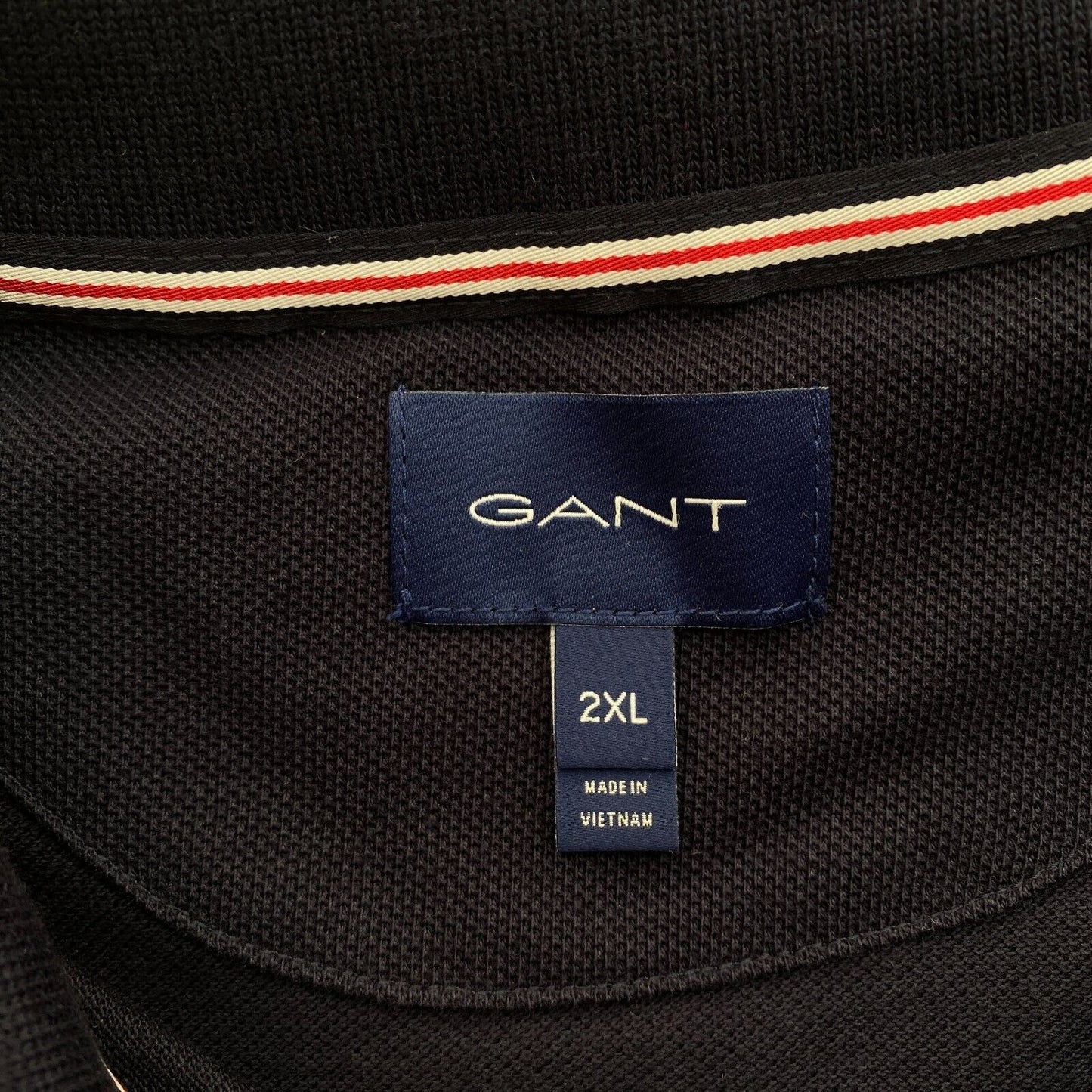 GANT Men Navy Blue Banner Shield Rugger Short Sleeve Polo Shirt Size 2XL