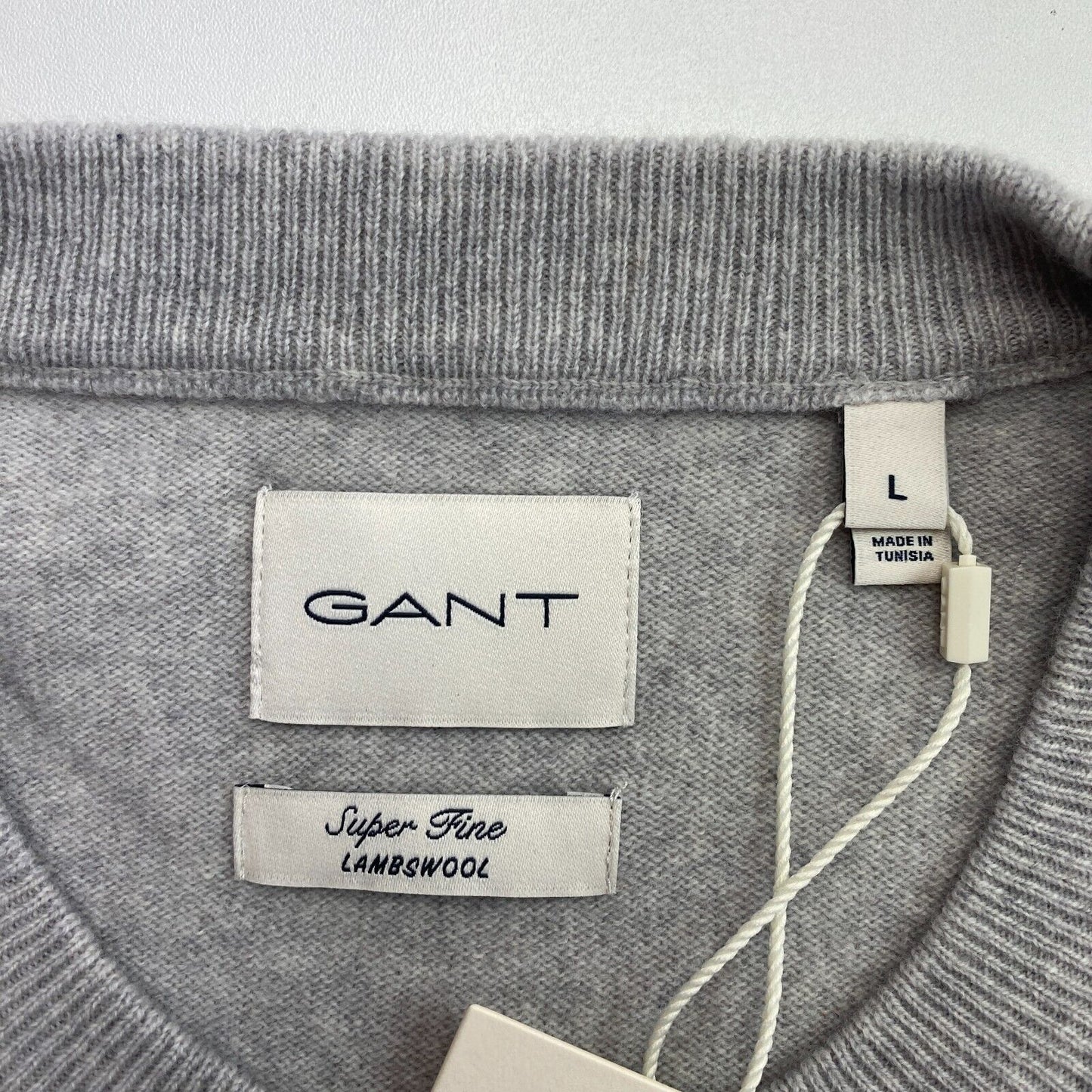 GANT Women Grey 100% Wool Long Sleeves Crew Neck Dress Size L