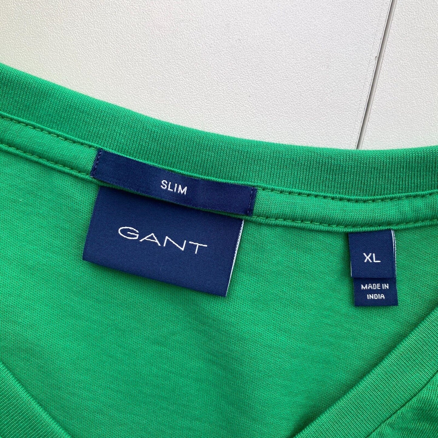 GANT Men Green Original Slim Fit V Neck Short Sleeves T-Shirt Size XL