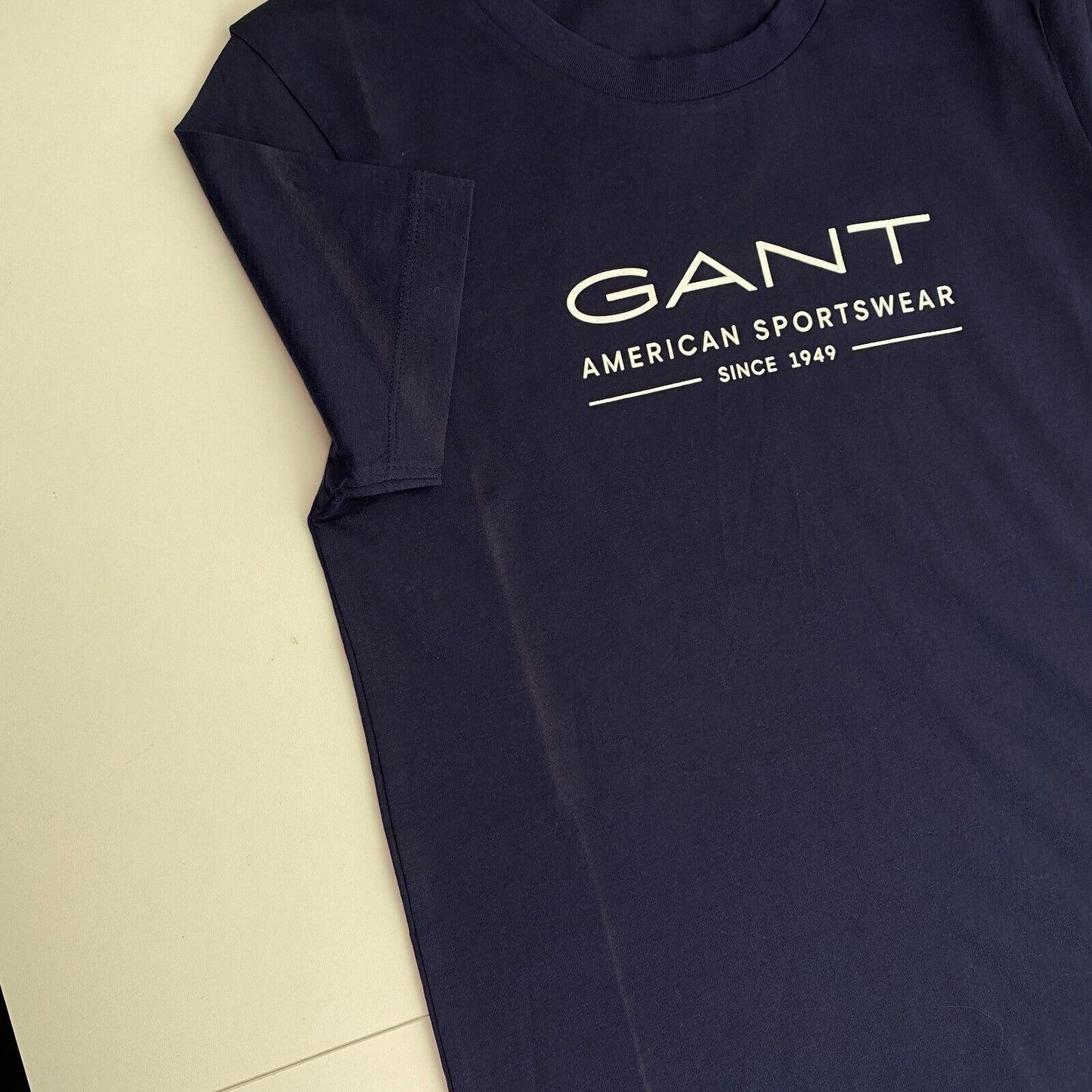 GANT Women Navy Blue MD Summer Logo Crew Neck Short Sleeve T Shirt Size XS