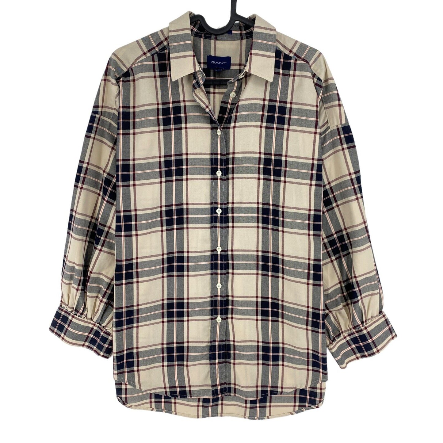 GANT Braunes Tech Prep Oxford Plaid Übergroßes Hemd Größe EU 36 UK 8 US 6