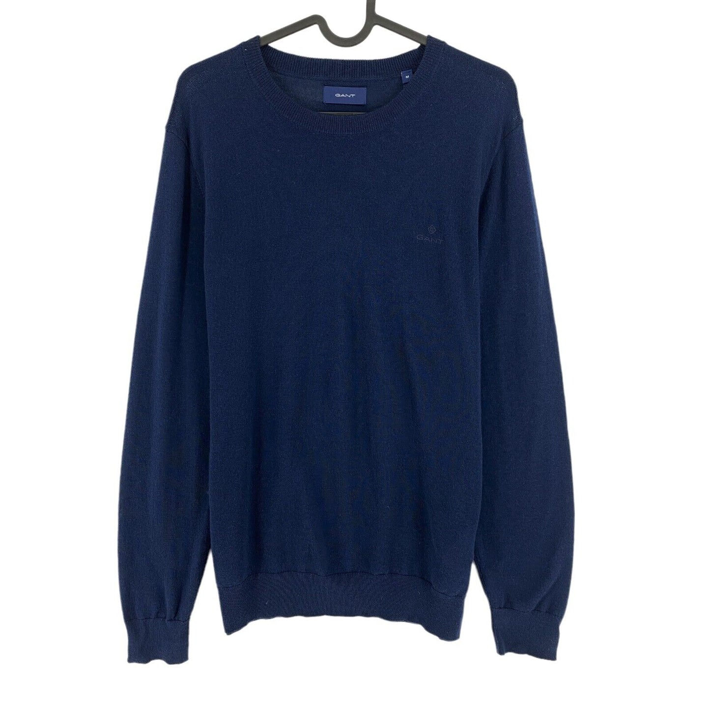 GANT Pullover mit Rundhalsausschnitt, 100 % Wolle, Marineblau, Größe M