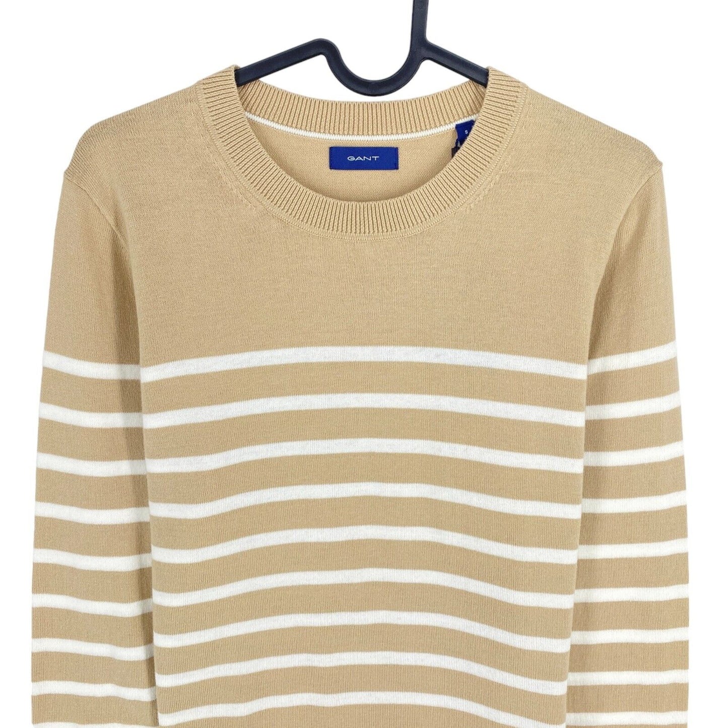 GANT Marron Light Cotton Breton Stripe Crew Neck Jumper Pull Taille S