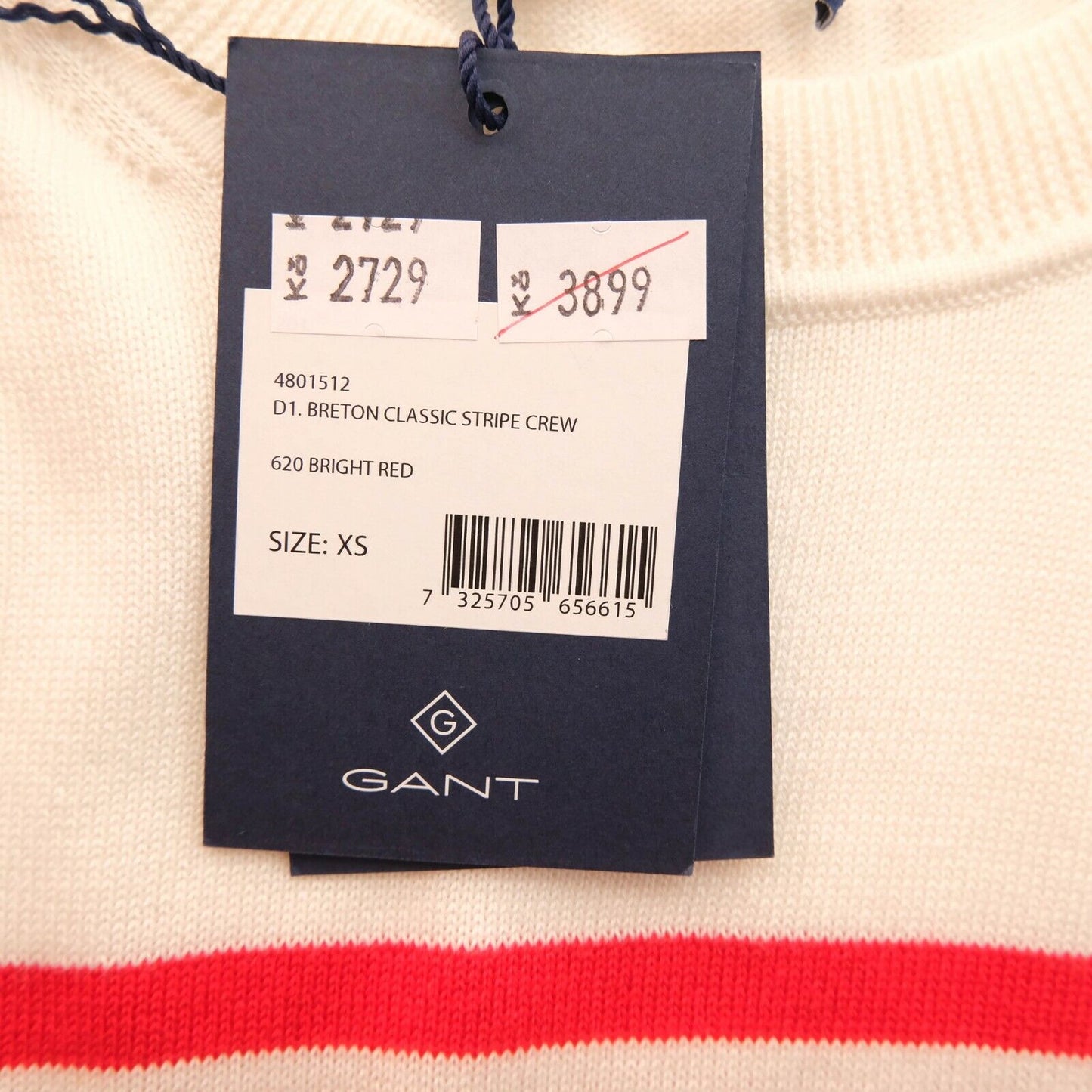 GANT White Striped Crew Neck Sweater Jumper Size XS