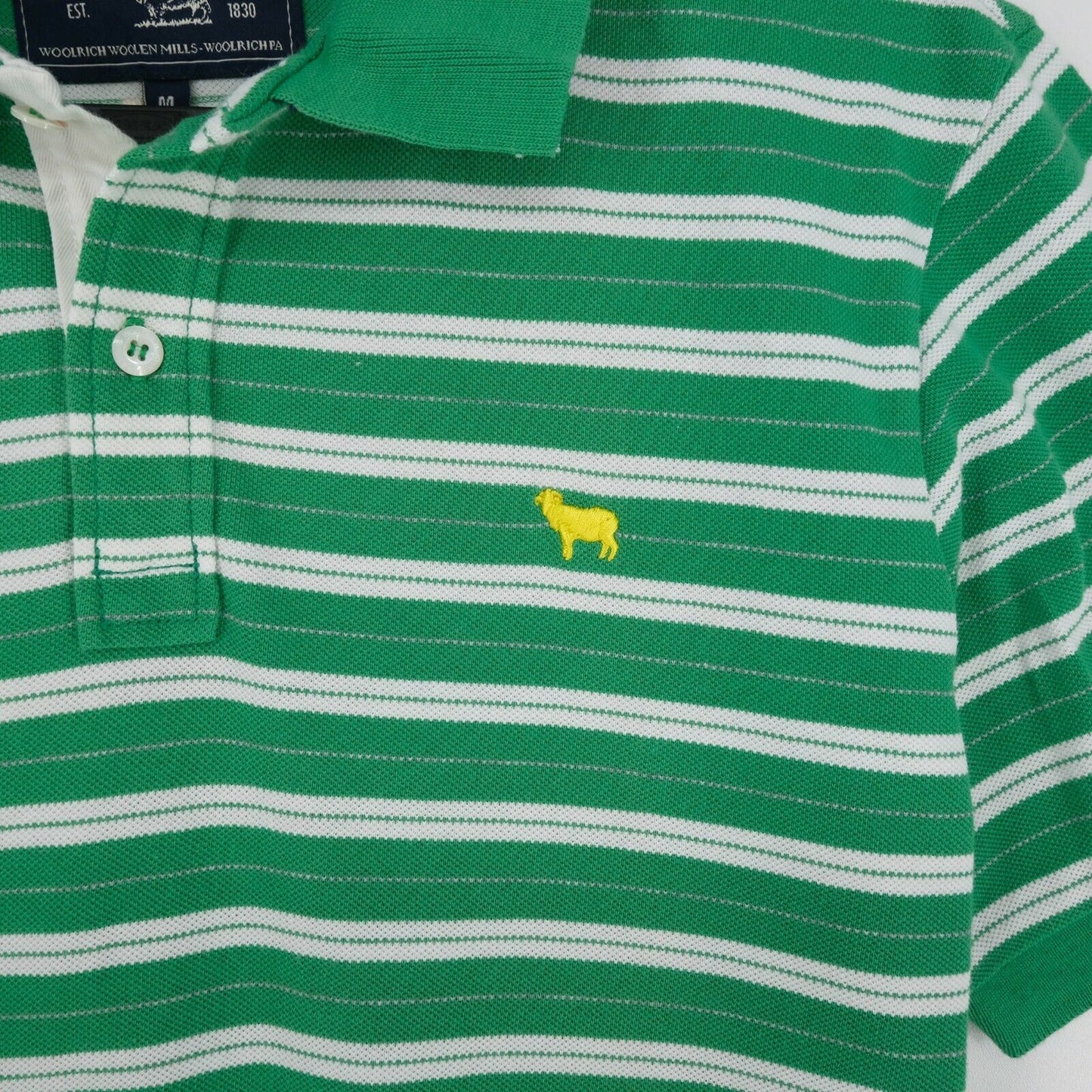 WOOLRICH T-Shirt mit Polokragen und Piqué-Streifen in Grün, Größe ML