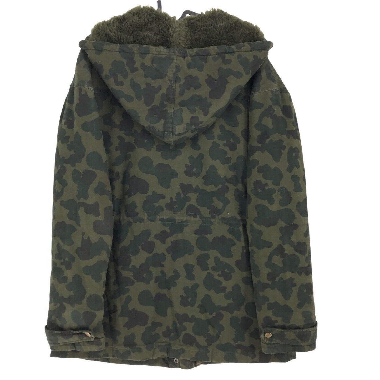 ONLY Dark Green Camouflage Hooded 100% Cotton Padded Jacket Coat Size M