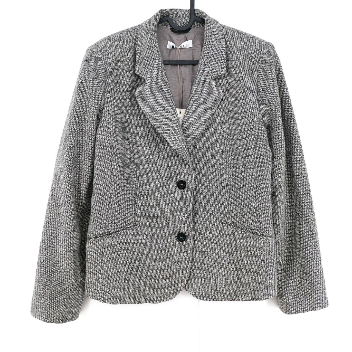 PERSONA Grey Wool Blend Jacket Size EUR 42 UK 14 US 12