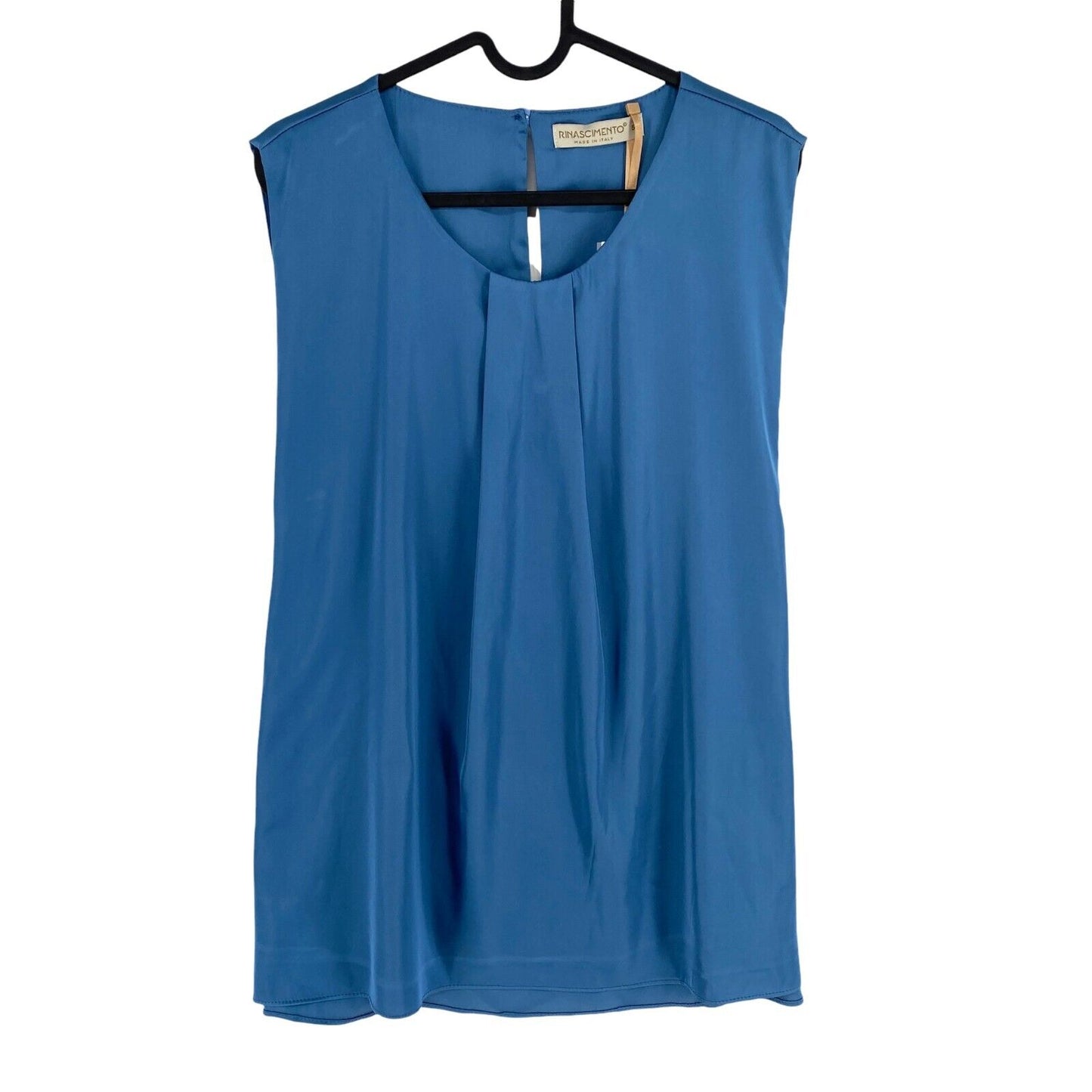 Rinascimento Women Blue Crew Neck Sleeveless Blouse Size 50 EU 46 UK 18 US 16