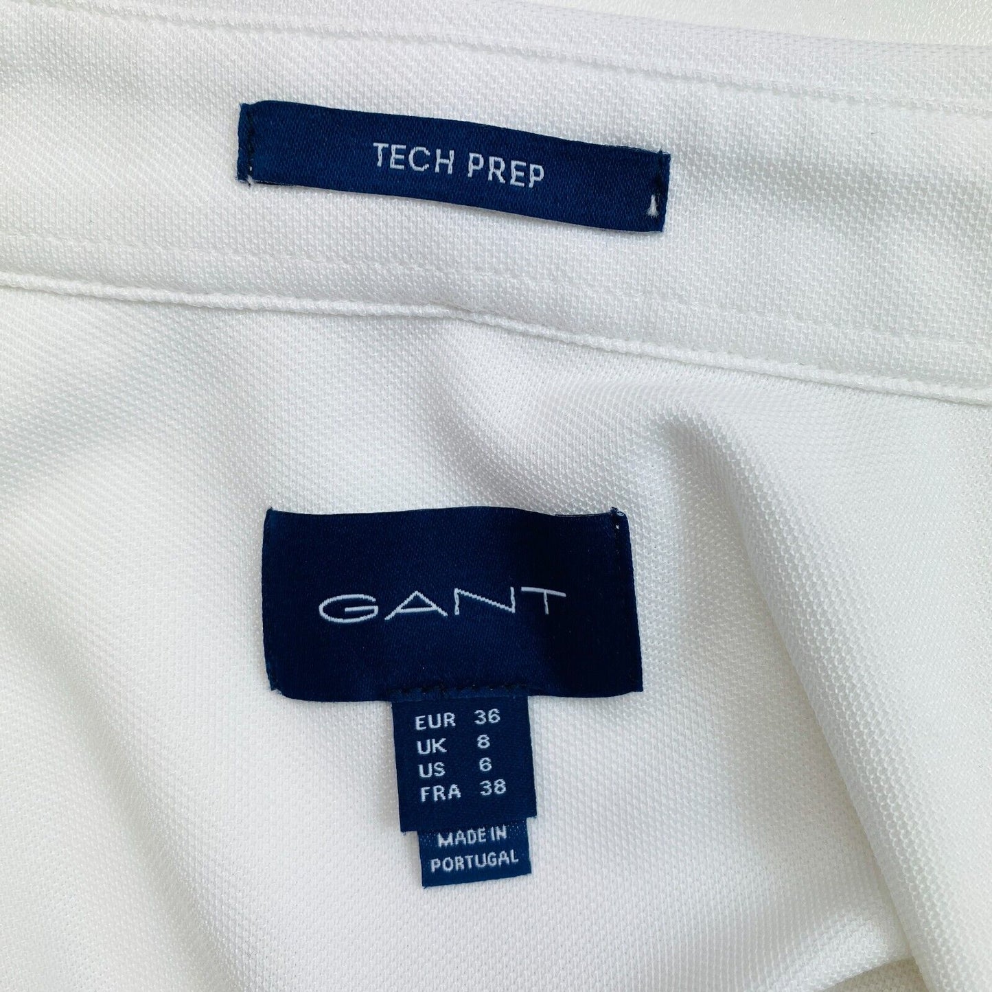 GANT White Tech Prep Jersey Pique Shirt Size EU 36 UK 8 US 6