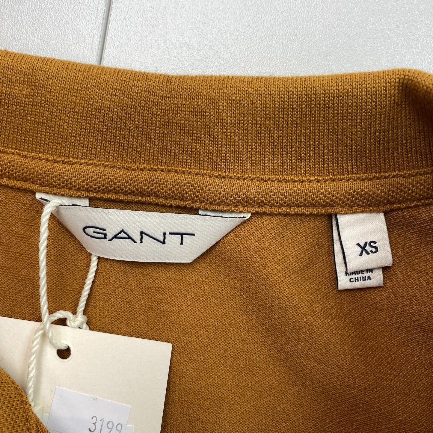 GANT Hellbraun Slim Fit Shield Langarm Piqué Kleid Größe XS