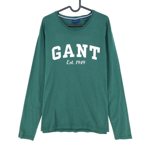 GANT Green Big Logo Crew Neck Long Sleeves T Shirt Size XL