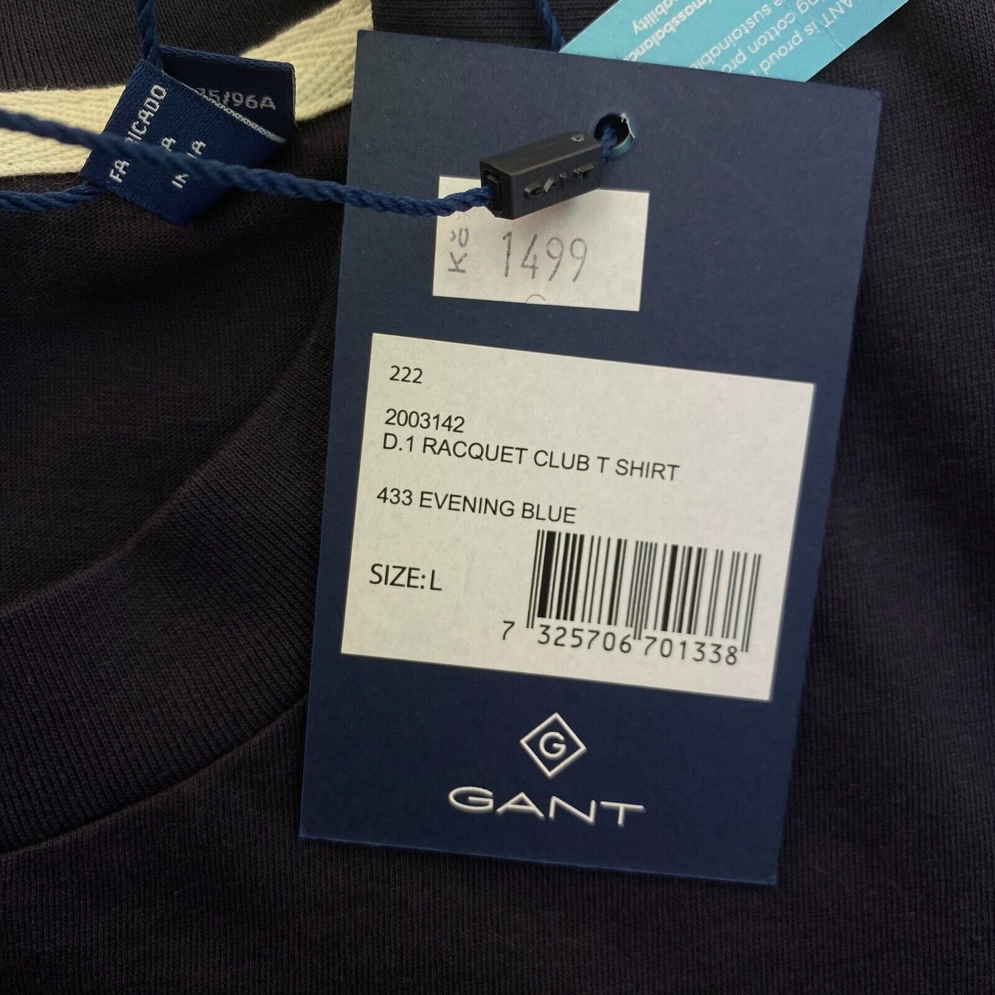 GANT, Marineblaues Racquet Club T-Shirt mit Rundhalsausschnitt, Größe L