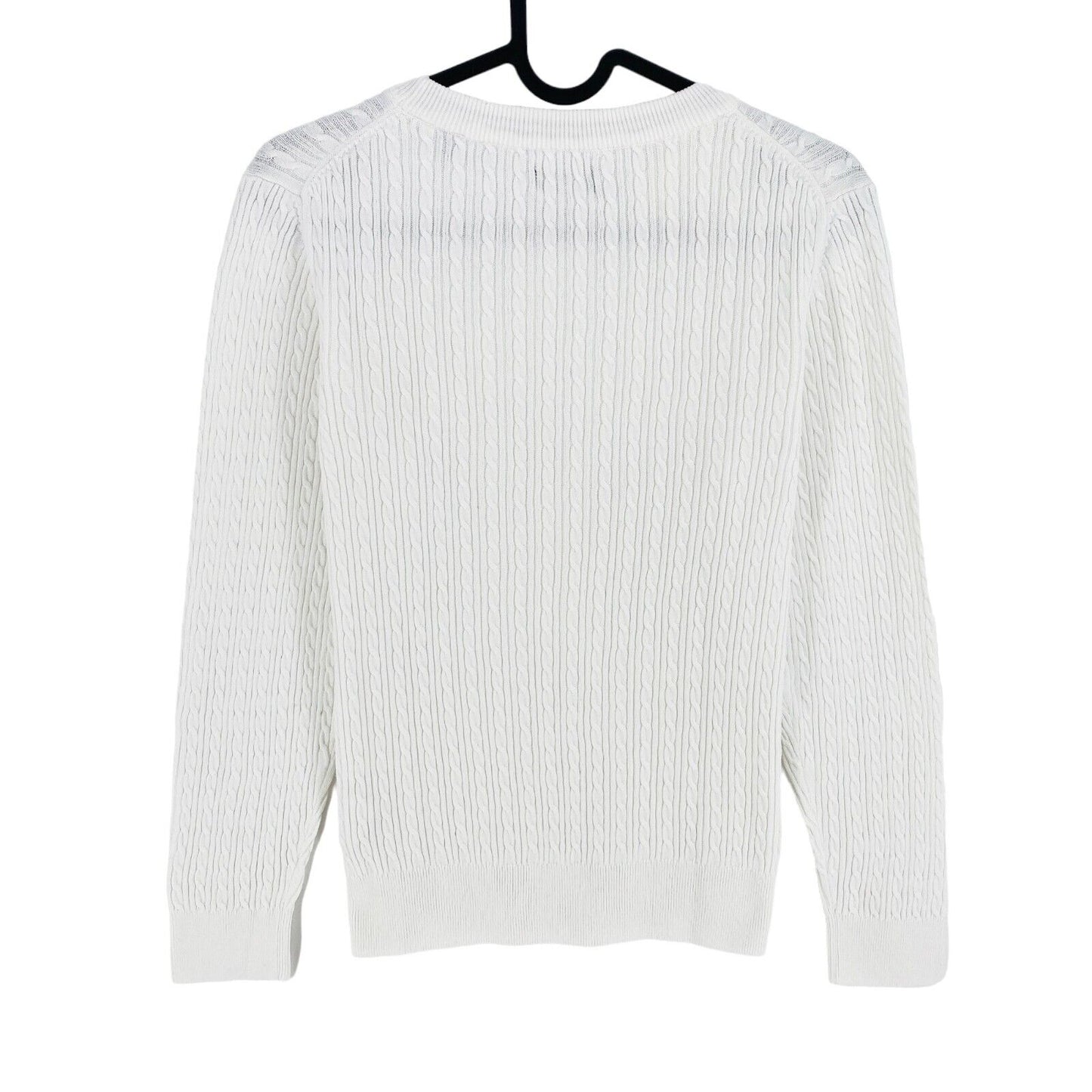 GANT White Cotton Cable Knit Crew Neck Sweater Jumper Size XS