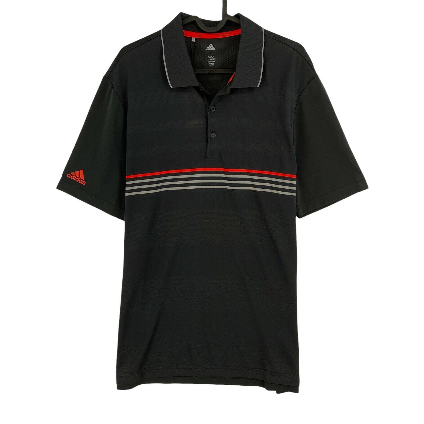 Adidas Golf Climacool Dark Grey Athletic Merch Jaquard Polo Shirt Size L