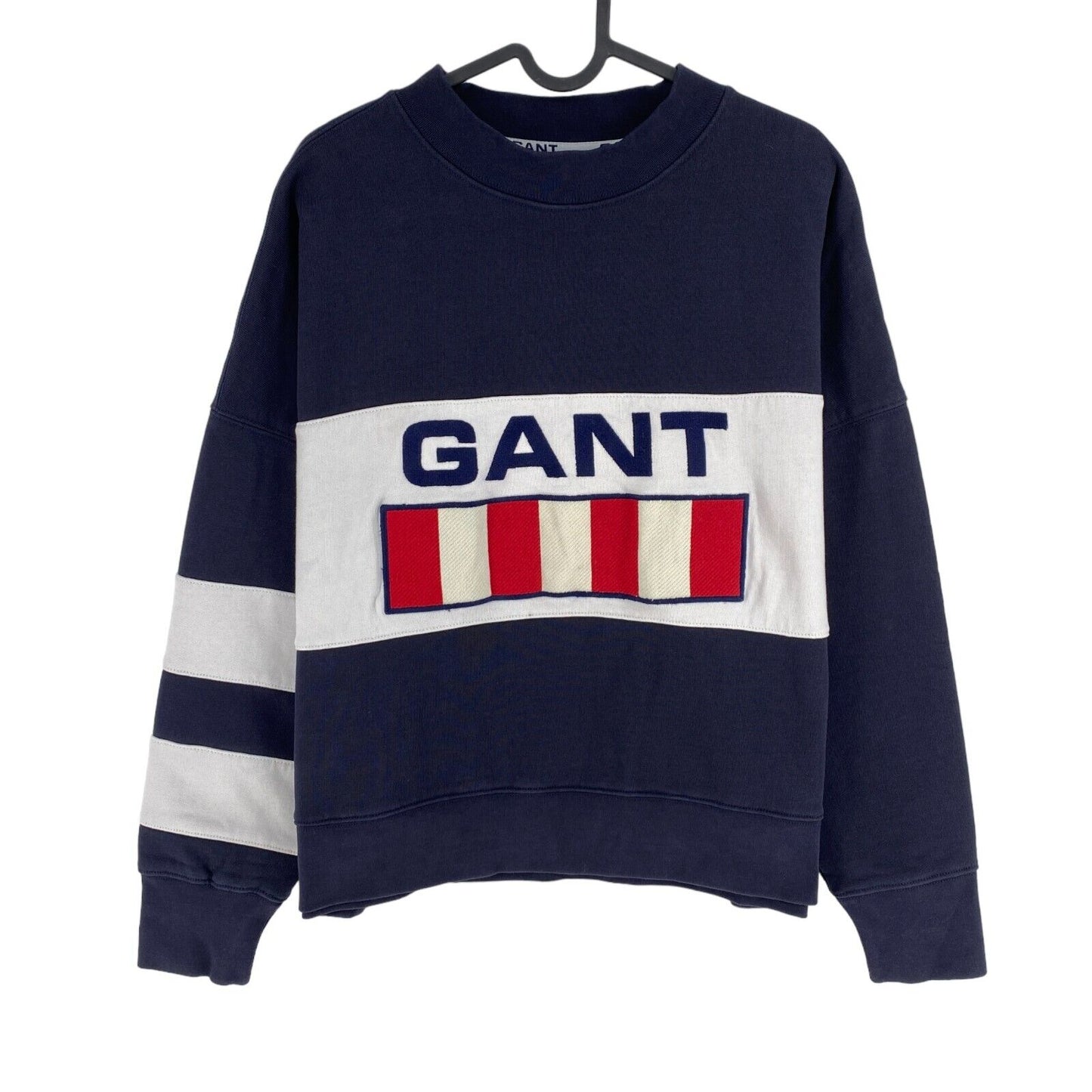 GANT Navy Blue Retro Logo Crew Neck Sweater Jumper Size XL