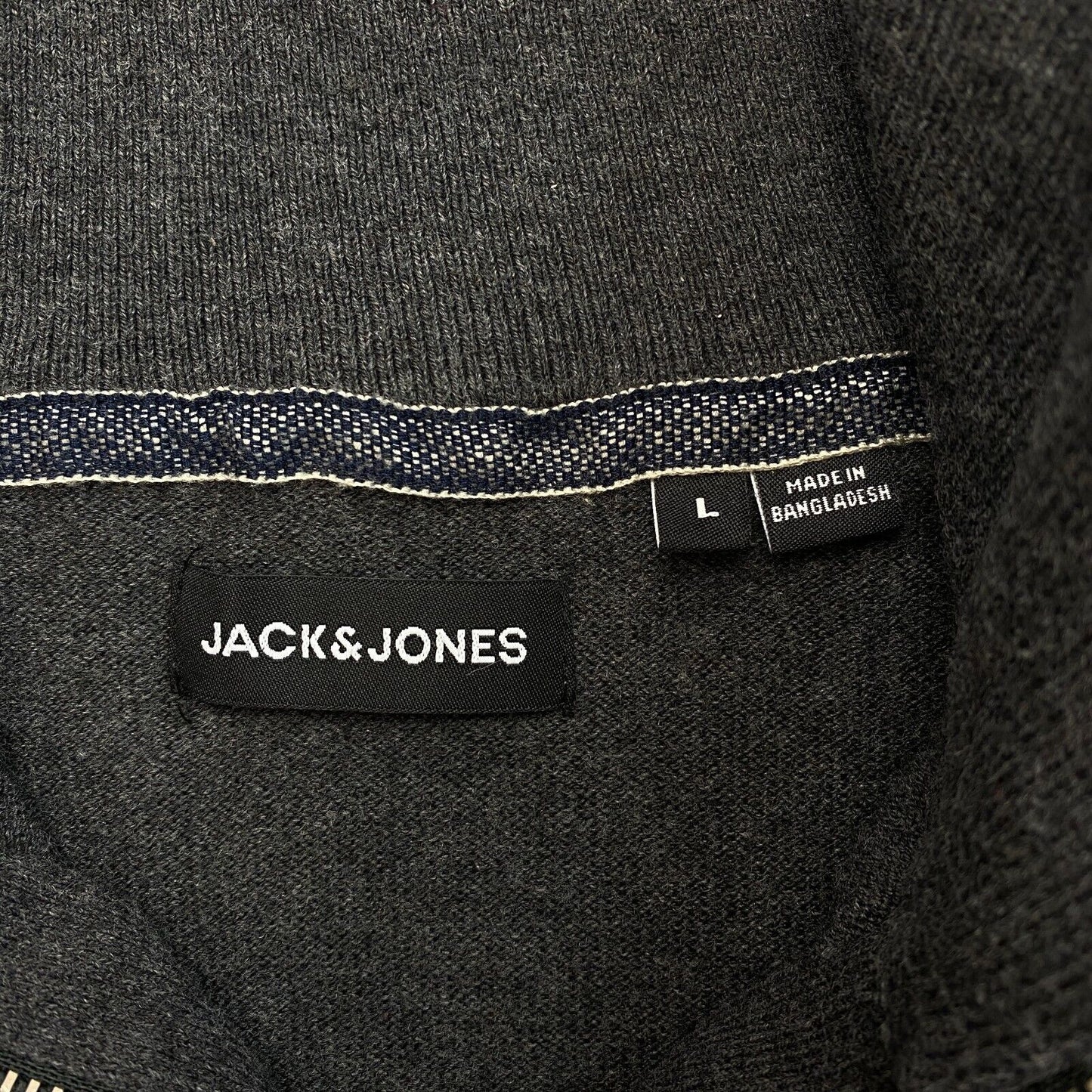 JACK&amp;JONES Gris Tricot Demi Zip Pull Pull Pull Taille L