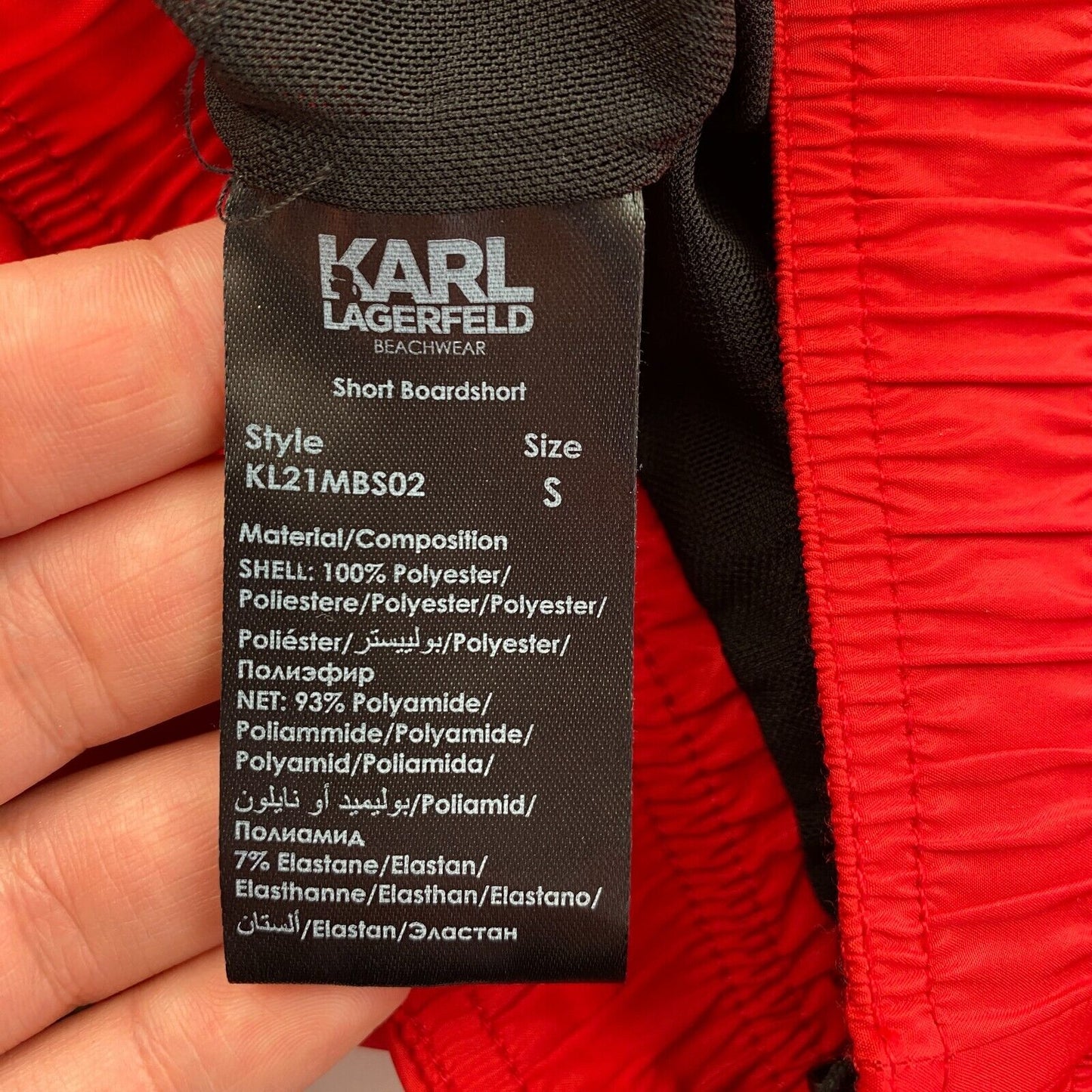 Karl Lagerfeld Red Classic Regular Fit Board Swimming Shorts Size S