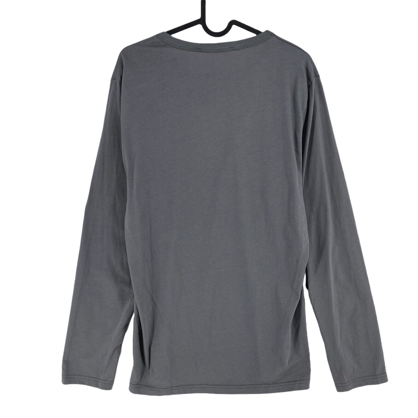 LAK Dark Grey 100% Cotton Round Neck Long Sleeve Jersey T-Shirt Top Size L