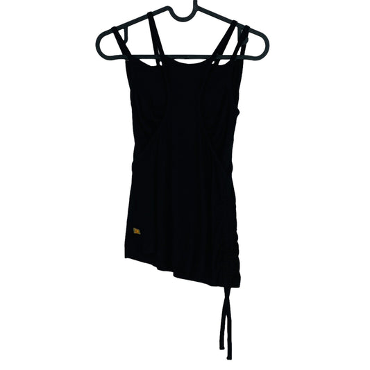 2 TWO Black Asymmetric Sleeveless Round Neck Jersey Tank Top Size XS