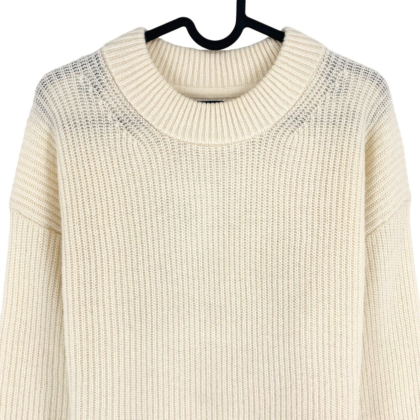 GANT Women Beige Rib Wool Crew Neck Sweater Jumper Size S