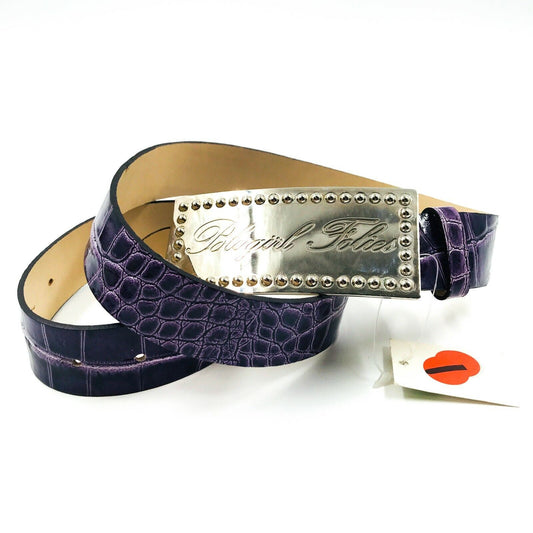 Blugirl Folies Purple 100% Leather Belt Size IT 40 44 46