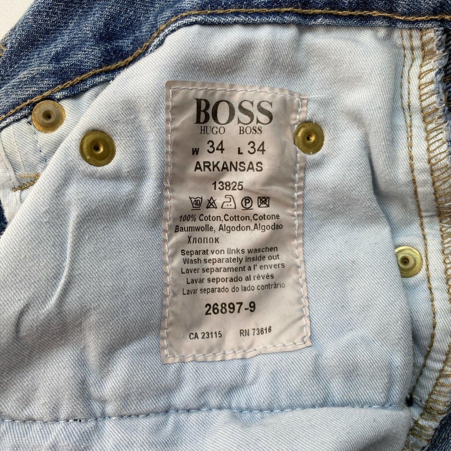 HUGO BOSS ARKANSAS Blue Regular Straight Fit Jeans Size W34 L34