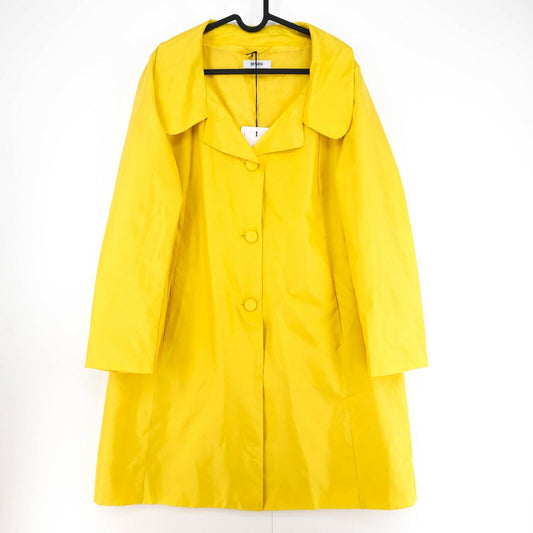 PERSONA Yellow 100% Silk Long Rain Coat Jacket Size EUR 38 UK 10 US 8