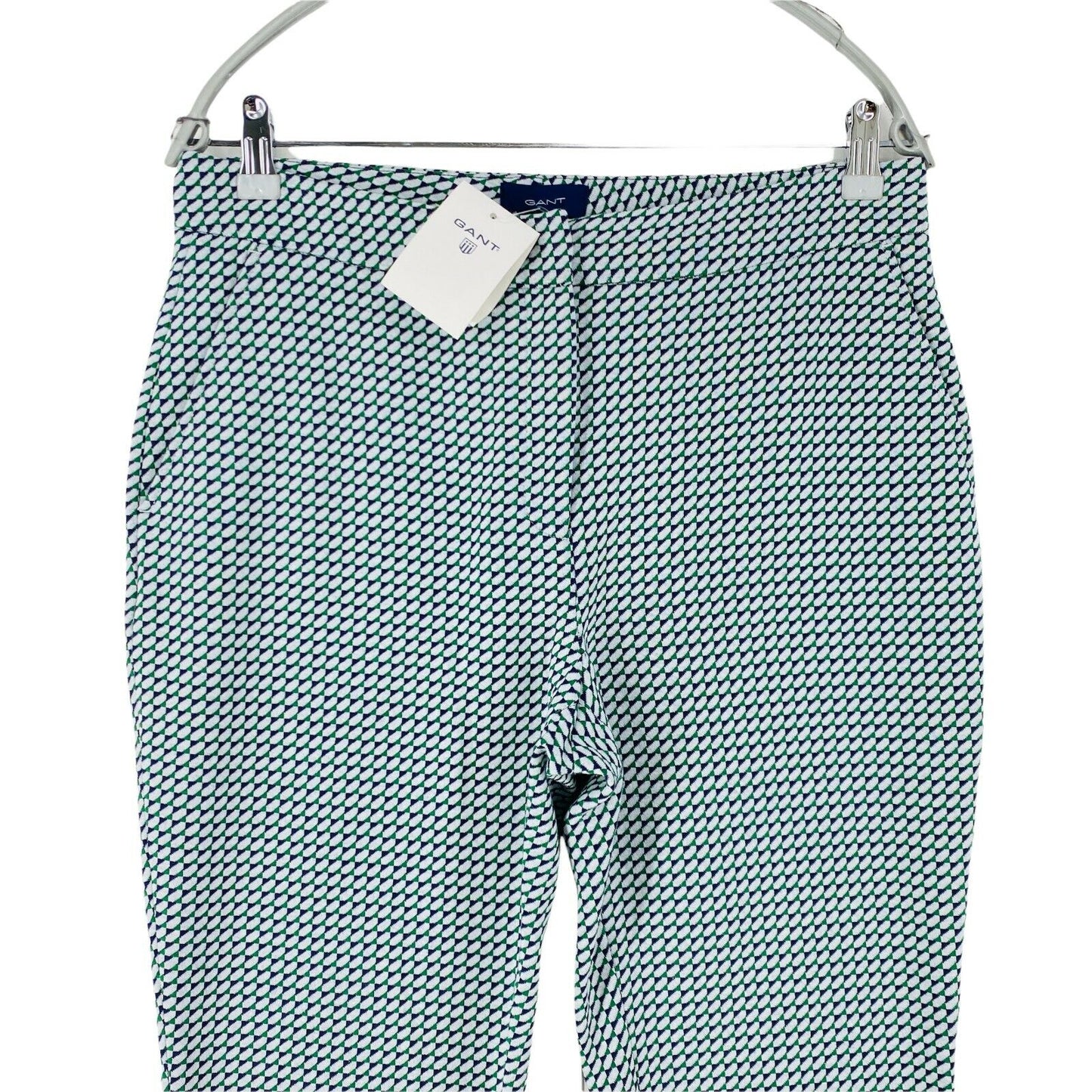 GANT Women White Multicoloured Check Slim Fit Trousers EUR 40 UK 12 US 10 W31