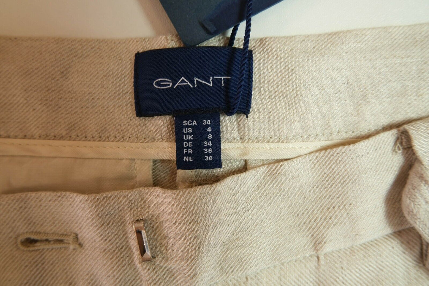 GANT Beige Linen Pants Trousers Size EUR 34 UK 8 US 4