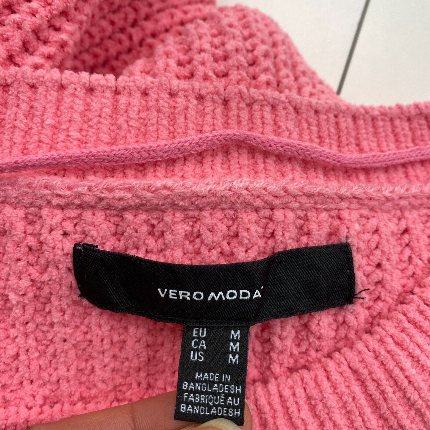 VERO MODA Womens Pink Agate Ribbed Crew Neck Sweater Jumper Size M