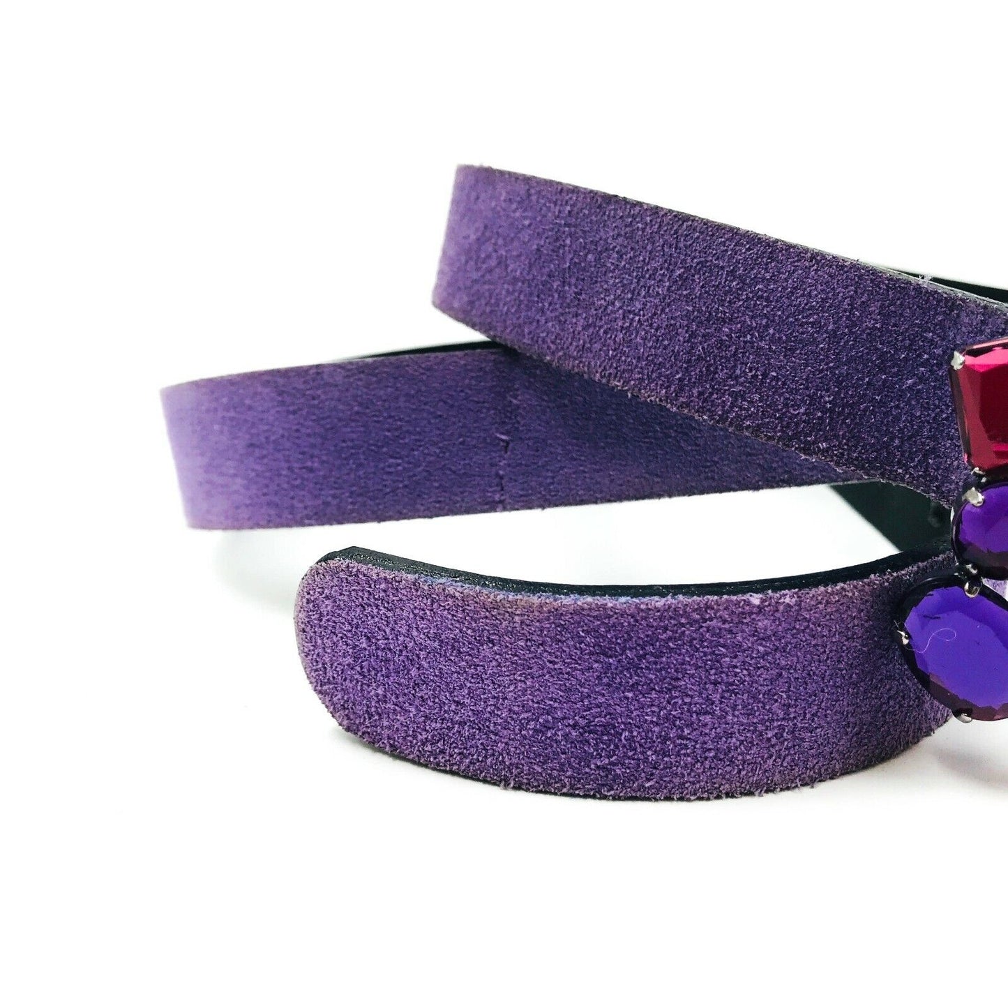 Persona Purple Suede Leather Designer Belt Made in Italy Size 23 US 14 RRP €99