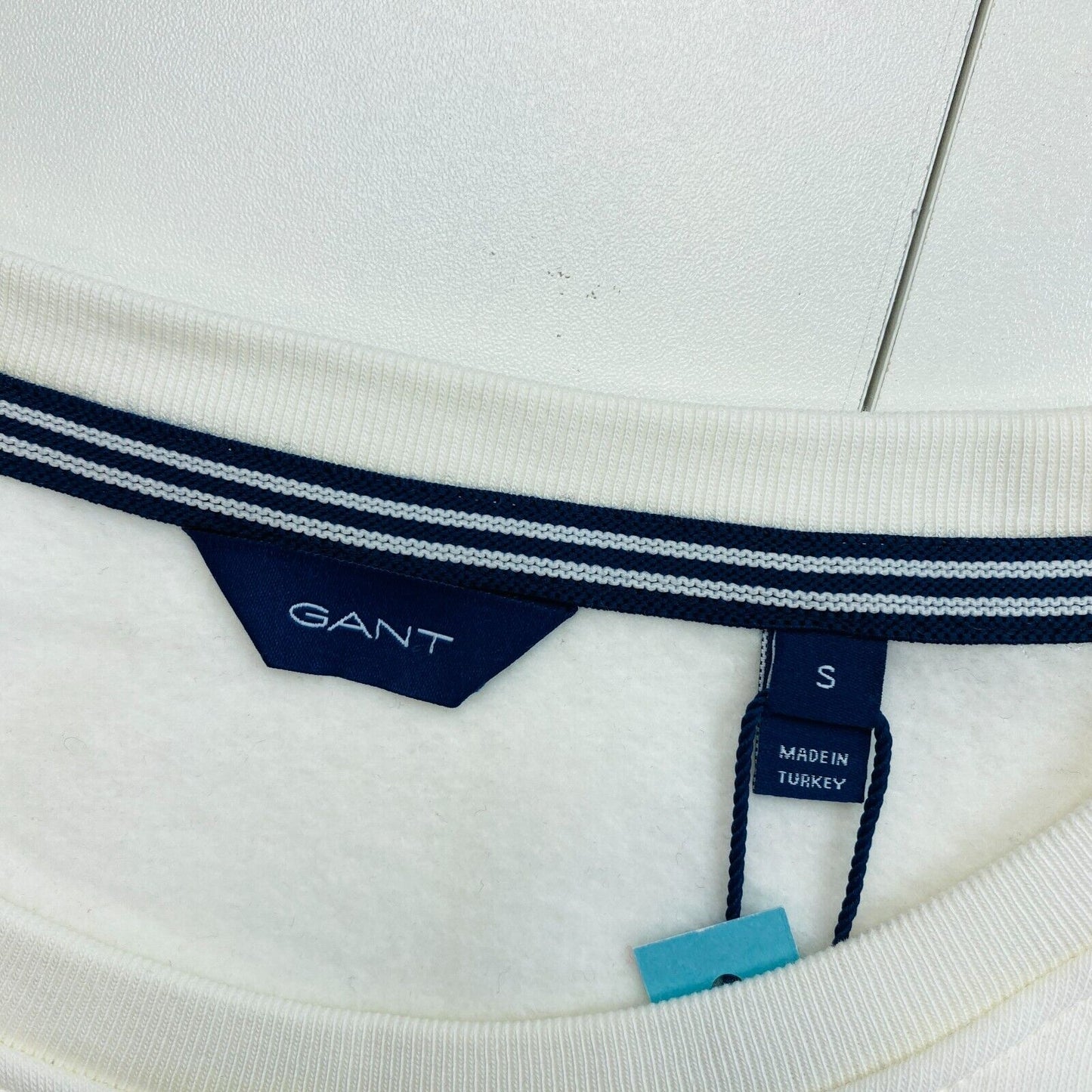 GANT Pull à col rond avec logo blanc Taille S