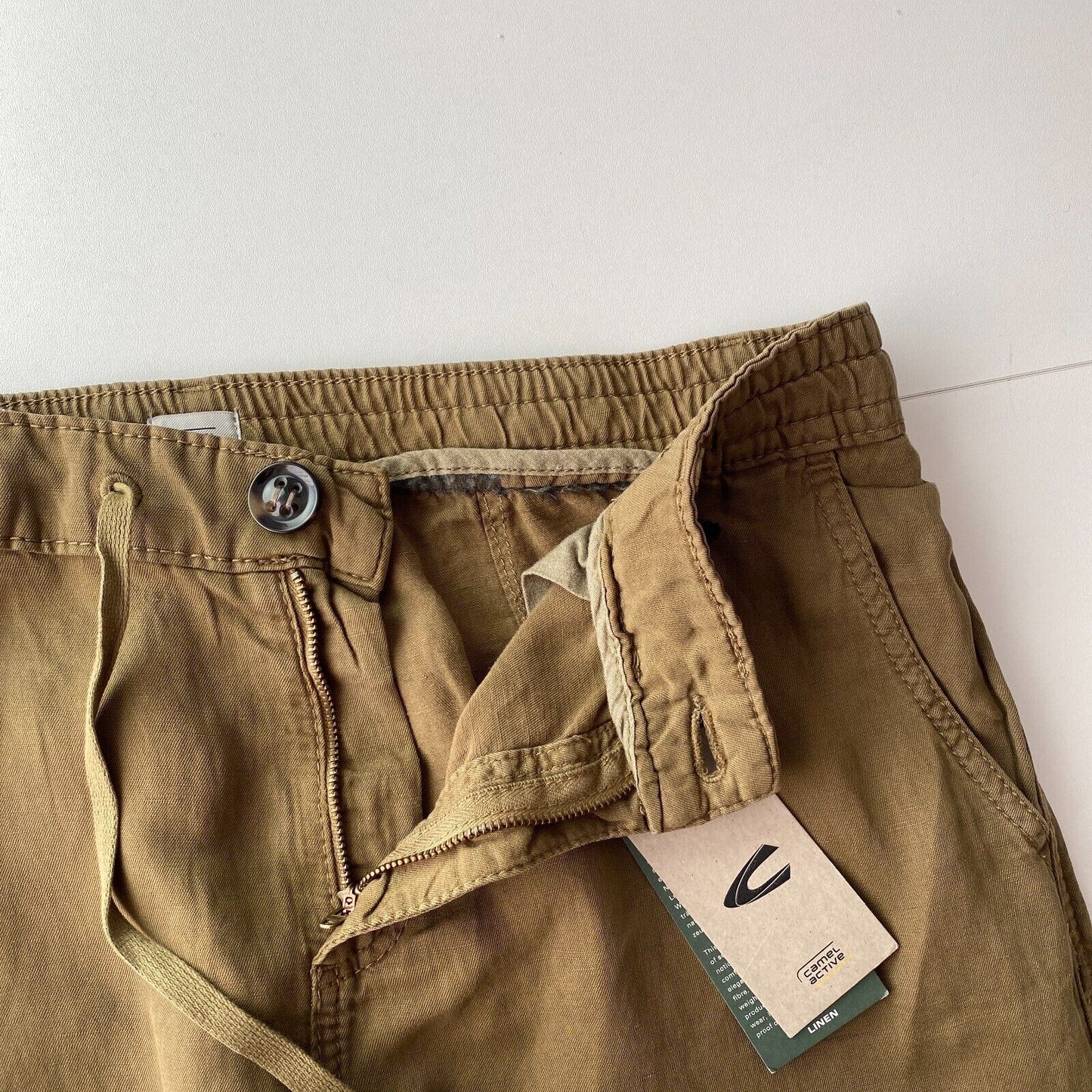 CAMEL ACTIVE Women Brown Loose Fit Cuffed Linen Blend Trousers Size W27 L32