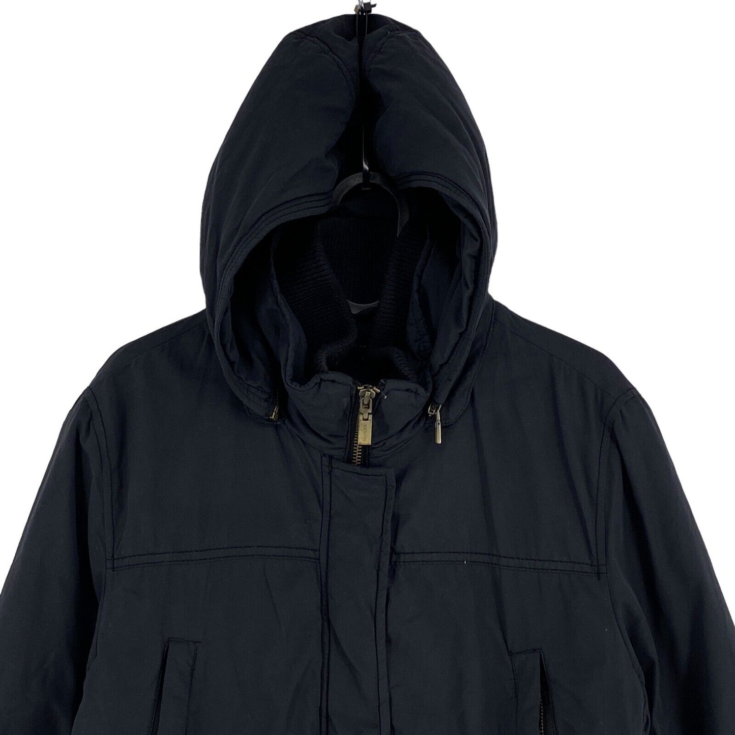 TOMY HILFIGER Black Cotton Blend Hooded Parka Jacket Coat Size L