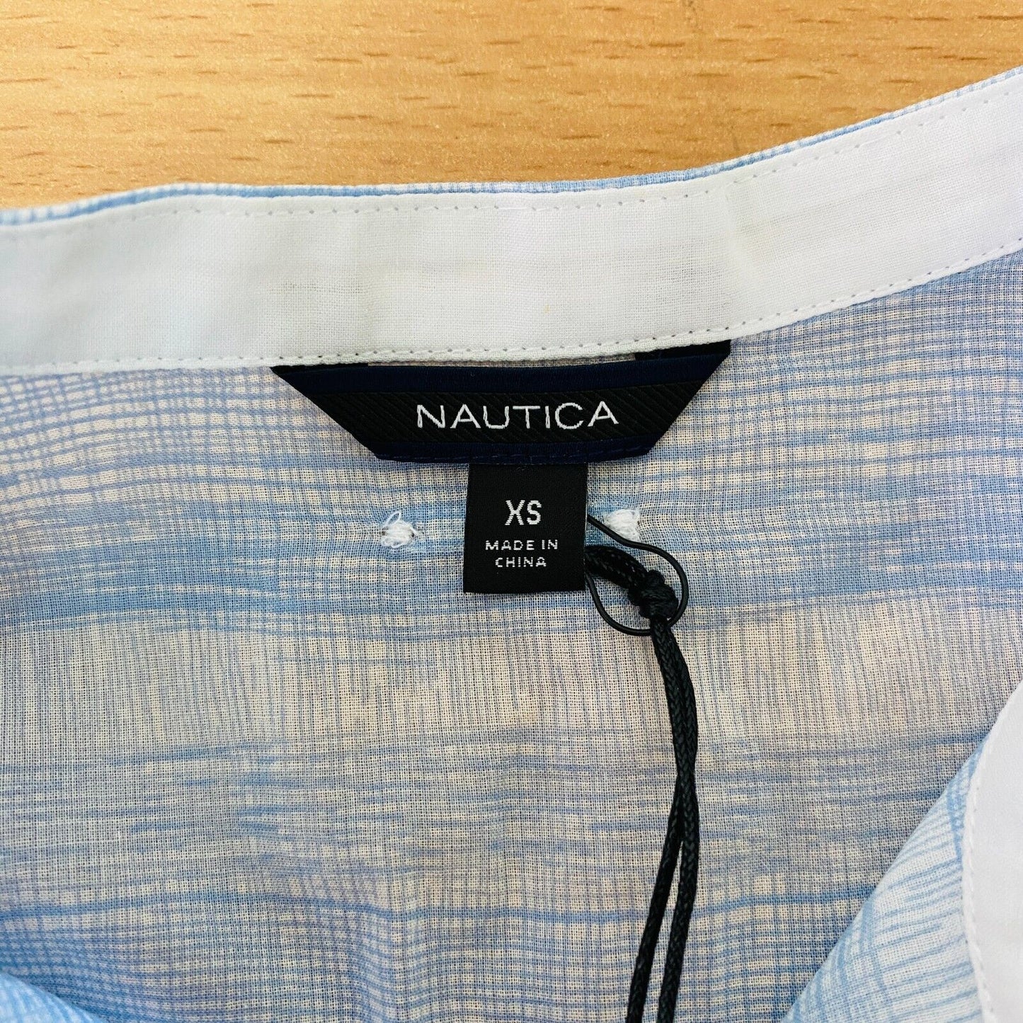 NAUTICA Women Light Blue Striped 100% Cotton Flared Shirt Size XS