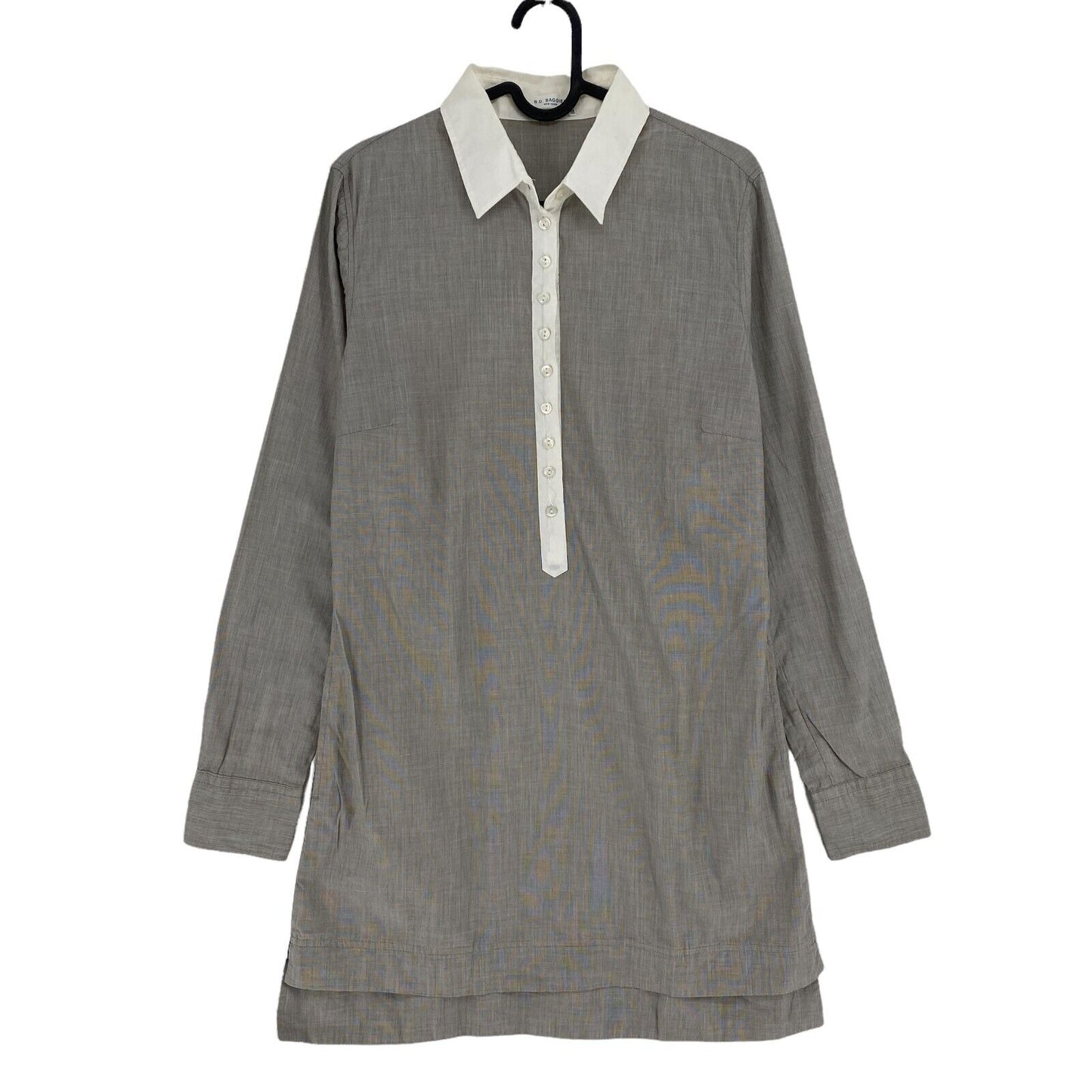 RPR €109 B.D. BAGGIES Grey Collared Shirt A Line Tunic Dress Size M