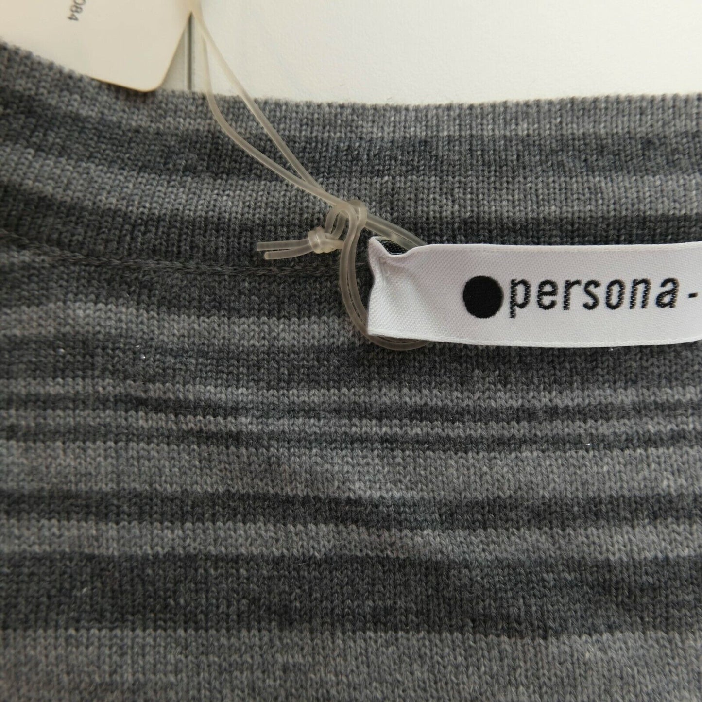 PERSONA Grey V Neck Wool Blend Sweater Pullover Jumper Size L XL