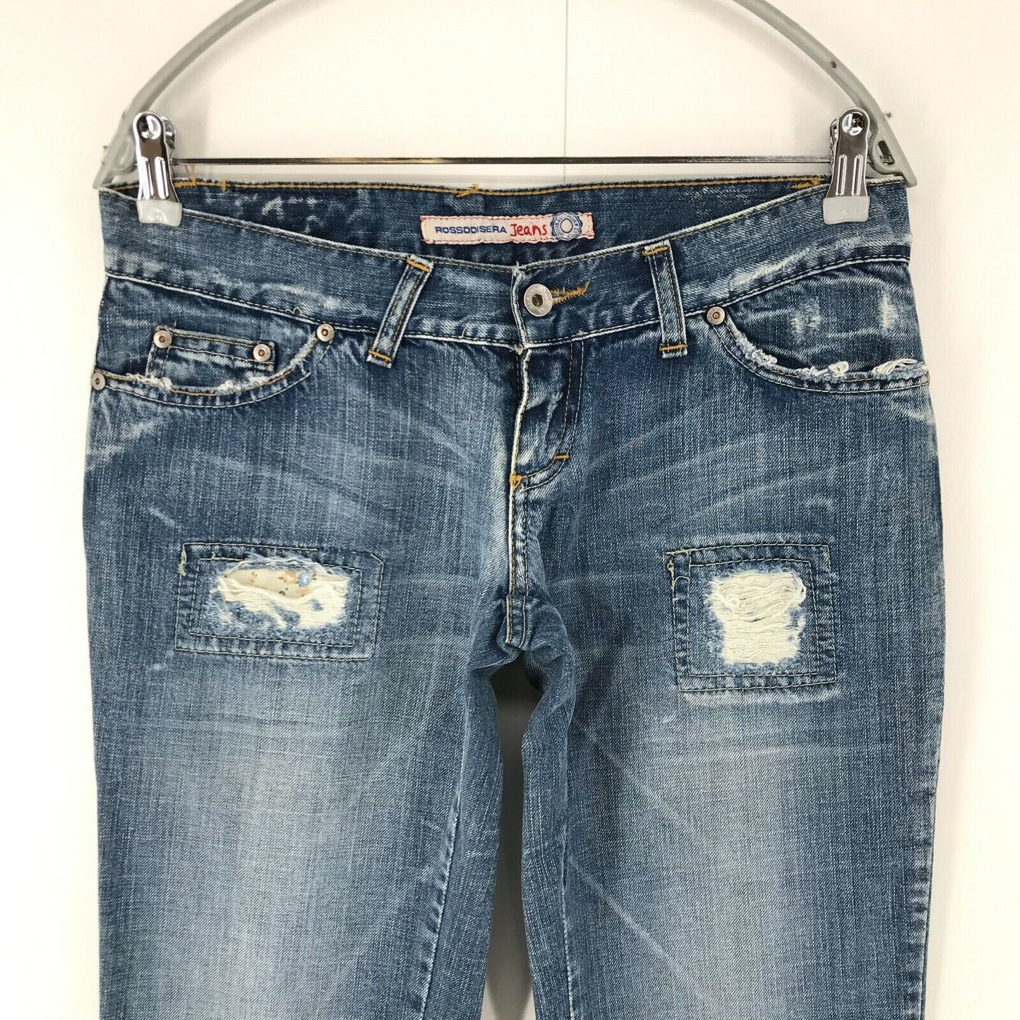 ROSSODISERA Femme Bleu Regular Straight Fit Jeans Taille 44 W32 Fabriqué en Italie